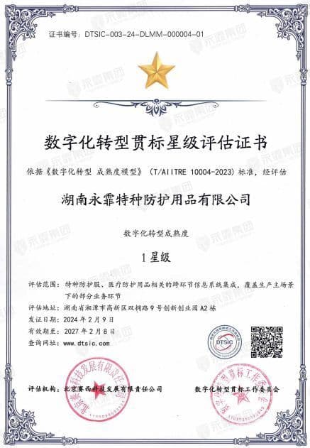 数字化转型贯标星级评估证书